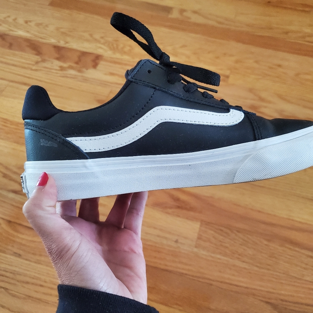 Black leather vans